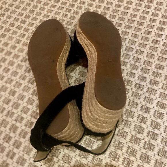 Sole Society Channing Black Suede Ankle Strap Platform Espadrille Sandal 8.5M - Picture 6 of 6